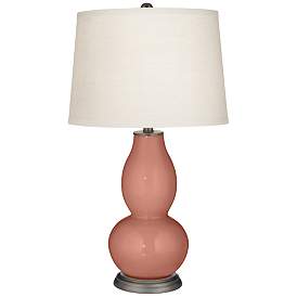 Image2 of Rojo Dust Double Gourd Table Lamp with Vine Lace Trim