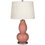 Rojo Dust Double Gourd Table Lamp with Vine Lace Trim
