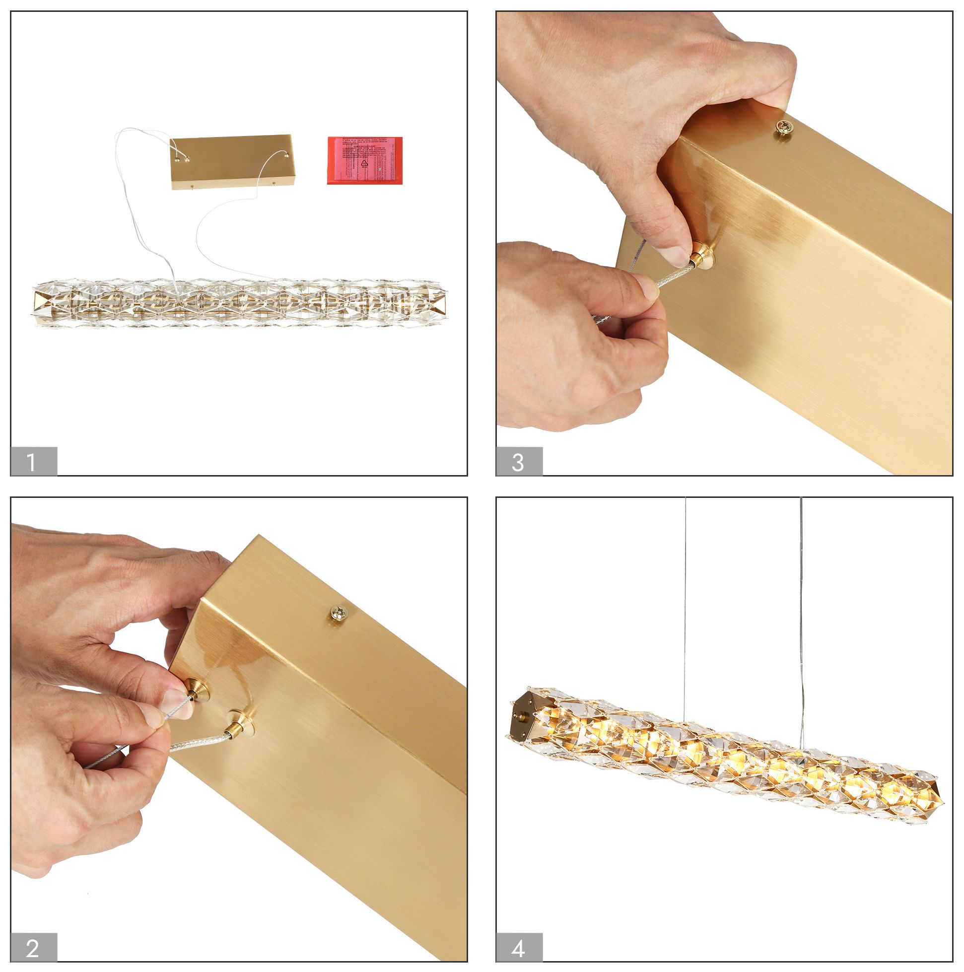 Rolblin 1-Light LED Cylinder Crystal Island Chandelier