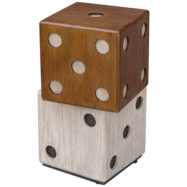 Image 3 Roll the Dice 15" Wide Wood Tone Whitewashed Accent Table