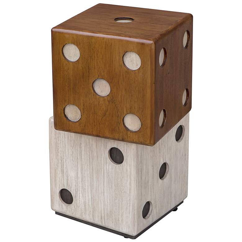 Image 3 Roll the Dice 15" Wide Wood Tone Whitewashed Accent Table