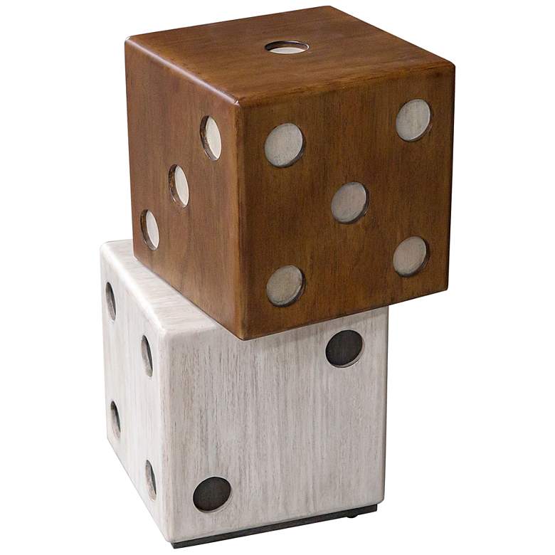Image 5 Roll the Dice 15" Wide Wood Tone Whitewashed Accent Table more views