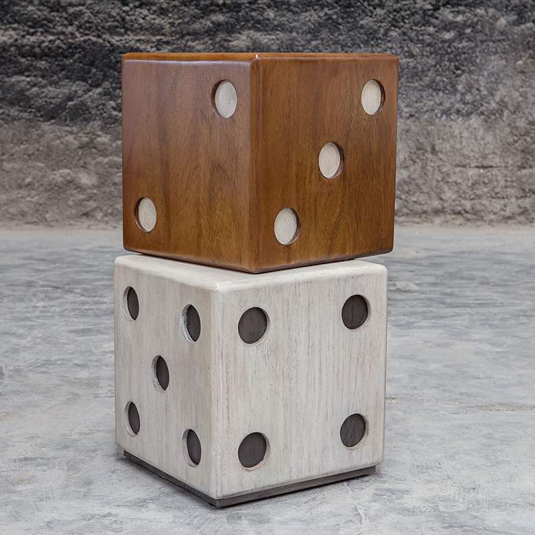 Image 5 Roll the Dice 15" Wide Wood Tone Whitewashed Accent Table more views