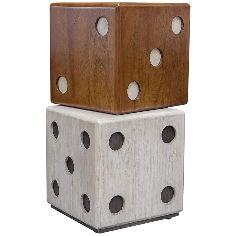 Image 6 Roll the Dice 15" Wide Wood Tone Whitewashed Accent Table more views