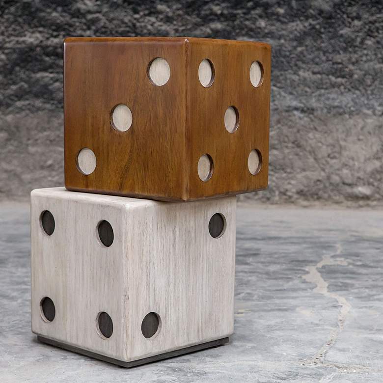 Image 6 Roll the Dice 15 inch Wide Wood Tone Whitewashed Accent Table more views