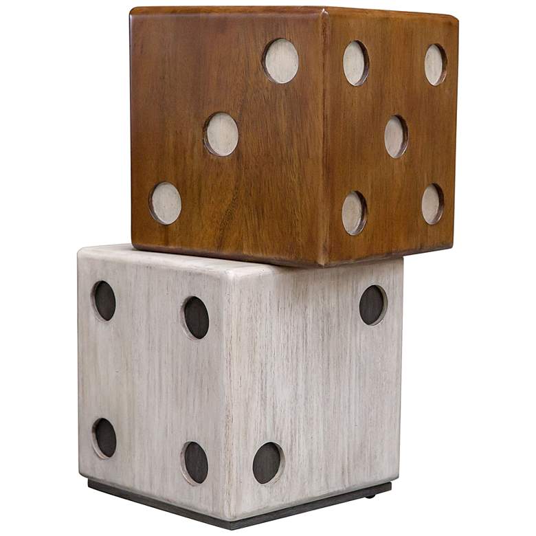 Image 7 Roll the Dice 15" Wide Wood Tone Whitewashed Accent Table more views