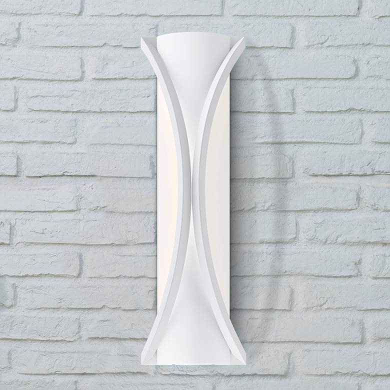 Image 1 Roll Up 23 inch High Sand White LED Outdoor Wall Sconce