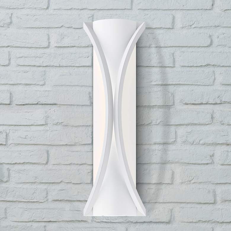 Image 1 Roll Up 23" High Sand White LED Outdoor Wall Sconce