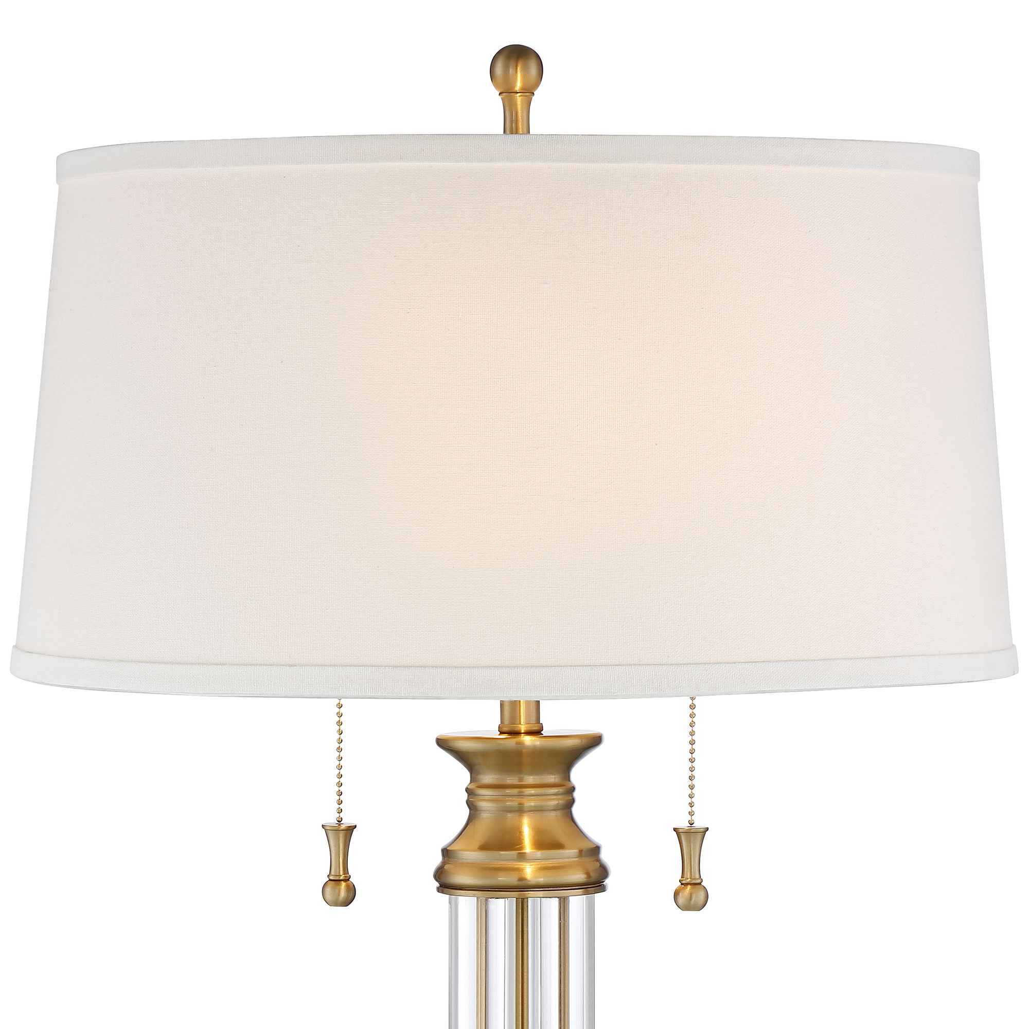 rolland warm antique brass and crystal column table lamp