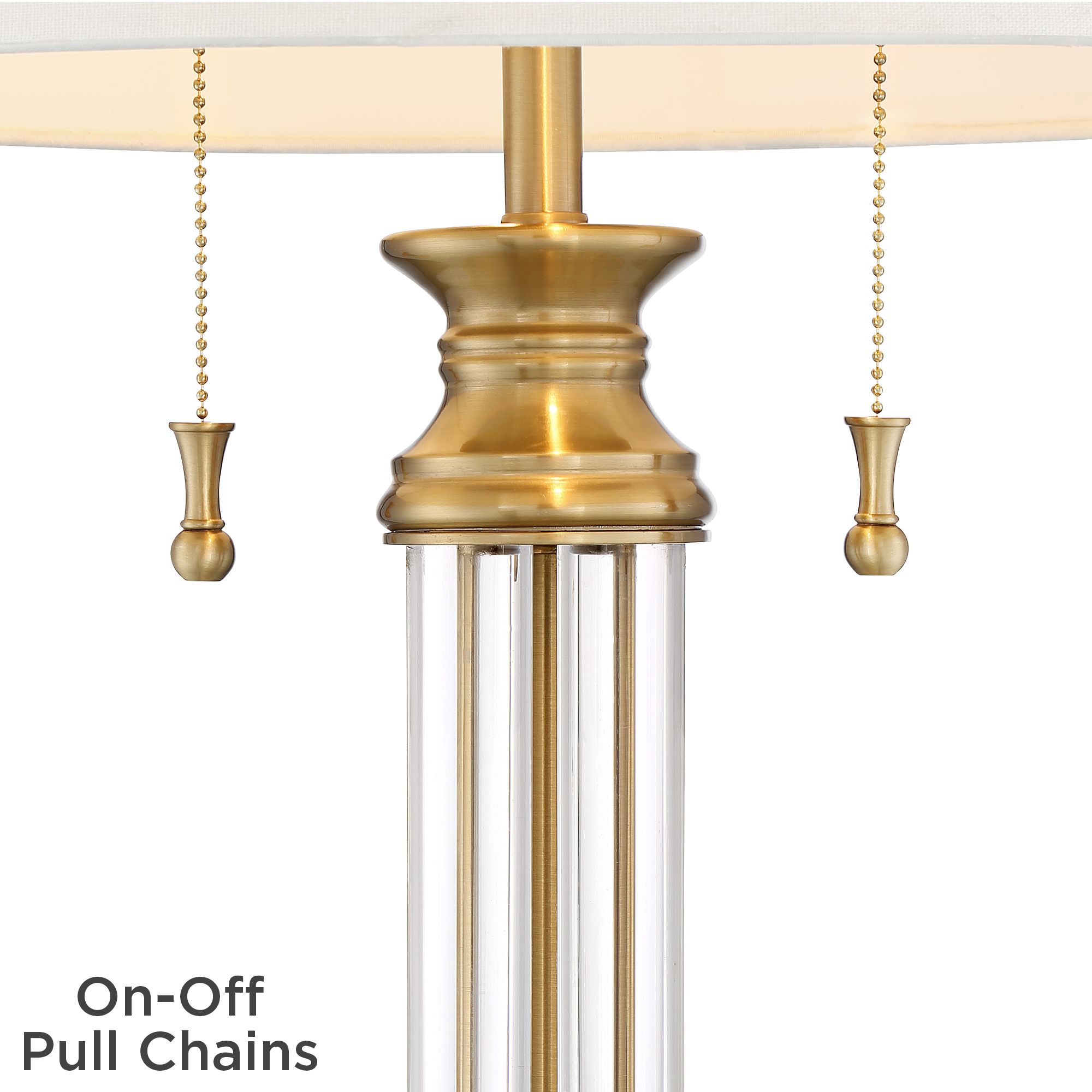 rolland warm antique brass and crystal column table lamp