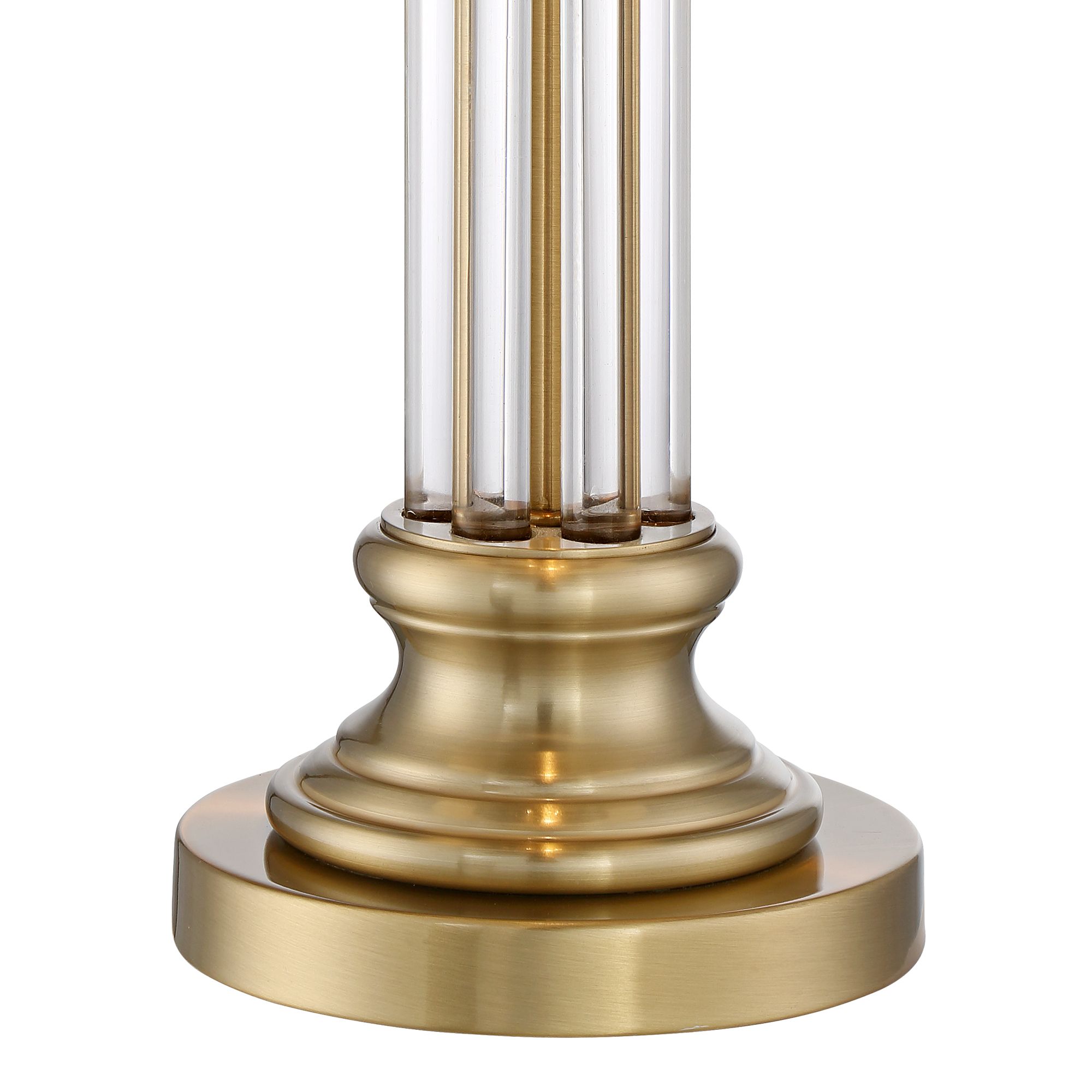 rolland warm antique brass and crystal column table lamp