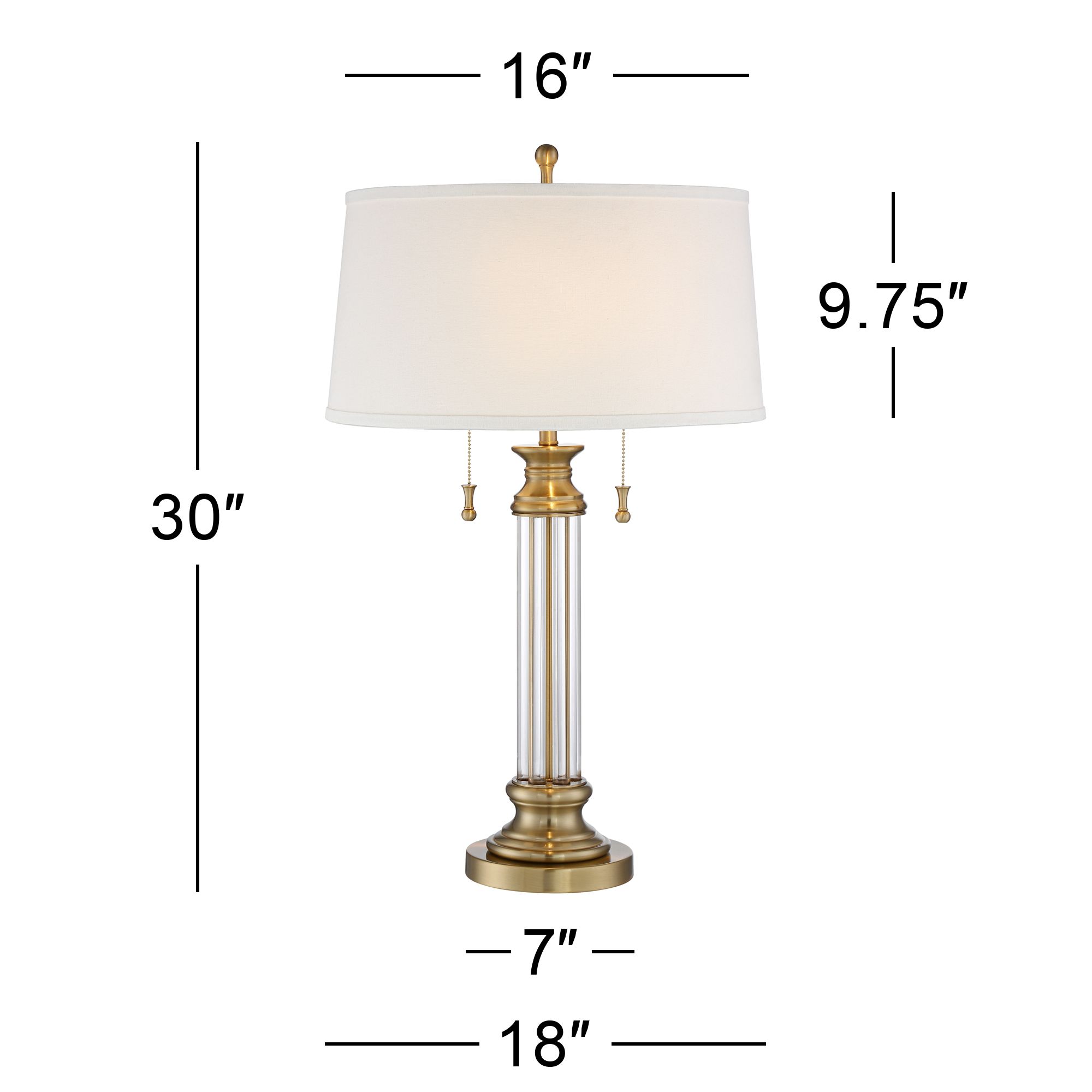 rolland warm antique brass and crystal column table lamp