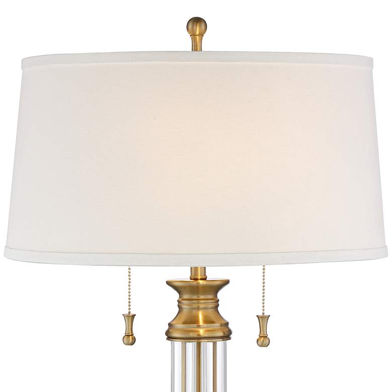 Image 3 Rolland Antique Brass and Glass Column Lamp With 8 inch Wide Square Riser more views