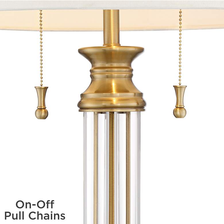 Image 4 Rolland Antique Brass and Glass Column Lamp With 8 inch Wide Square Riser more views
