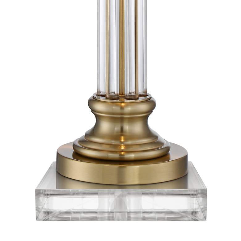 Image 5 Rolland Antique Brass and Glass Column Lamp With 8" Wide Square Riser more views