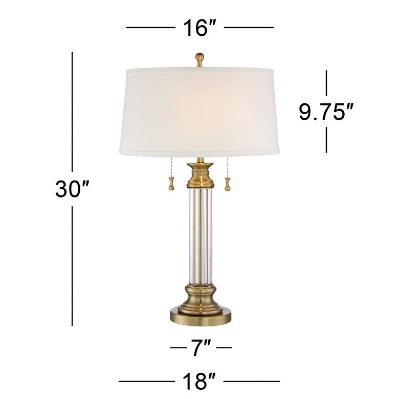 Image 6 Rolland Antique Brass and Glass Column Lamp With 8" Wide Square Riser more views