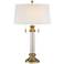 Rolland Antique Brass Crystal Column Lamp with Table Top Dimmer