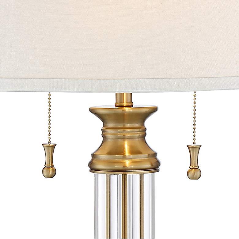 Rolland Antique Brass Crystal Column Lamp with Table Top Dimmer more views