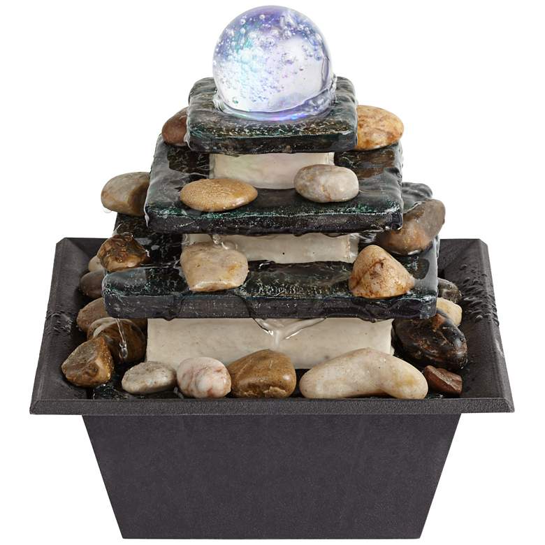 Image 3 Rolling Ball 7" High Three Tier Tabletop Zen Fountain more views