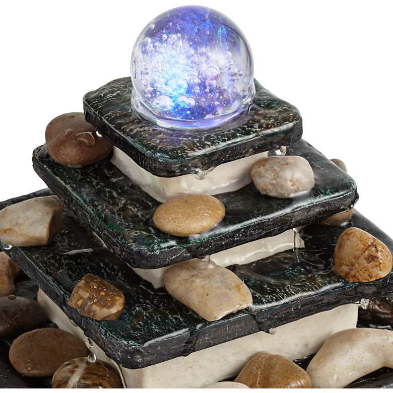 Image 4 Rolling Ball 7" High Three Tier Tabletop Zen Fountain more views