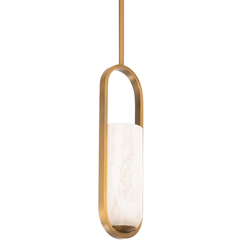 Image 1 Rollins 16 inchH x 4.63 inchW 1-Light Mini-Pendant in Aged Brass