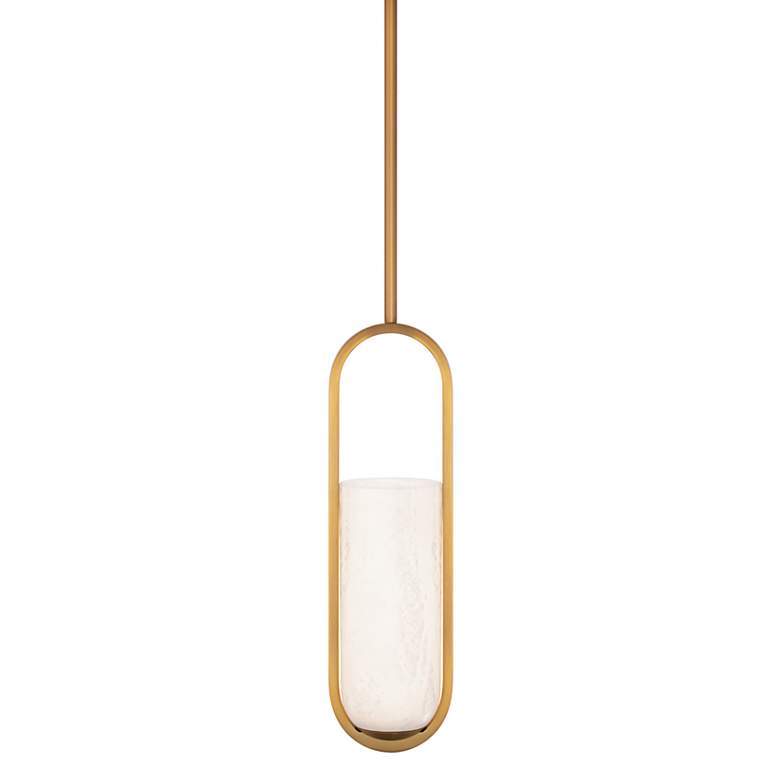 Image 3 Rollins 4 3/4" Wide Aged Brass LED Oval Mini Pendant more views