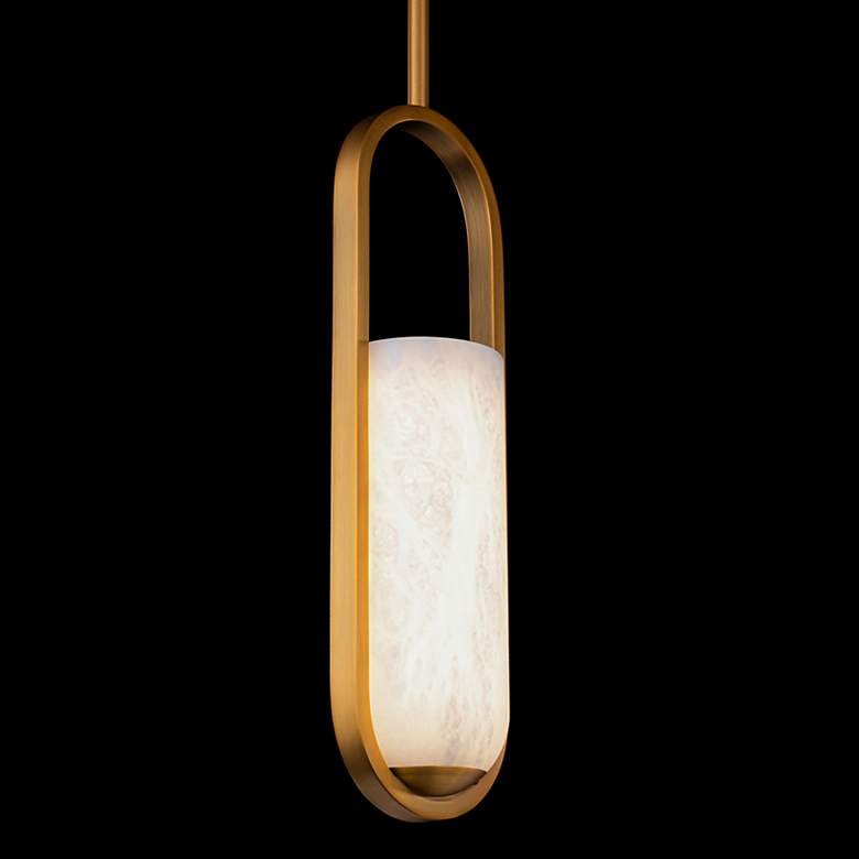 Image 5 Rollins 4 3/4" Wide Aged Brass LED Oval Mini Pendant more views