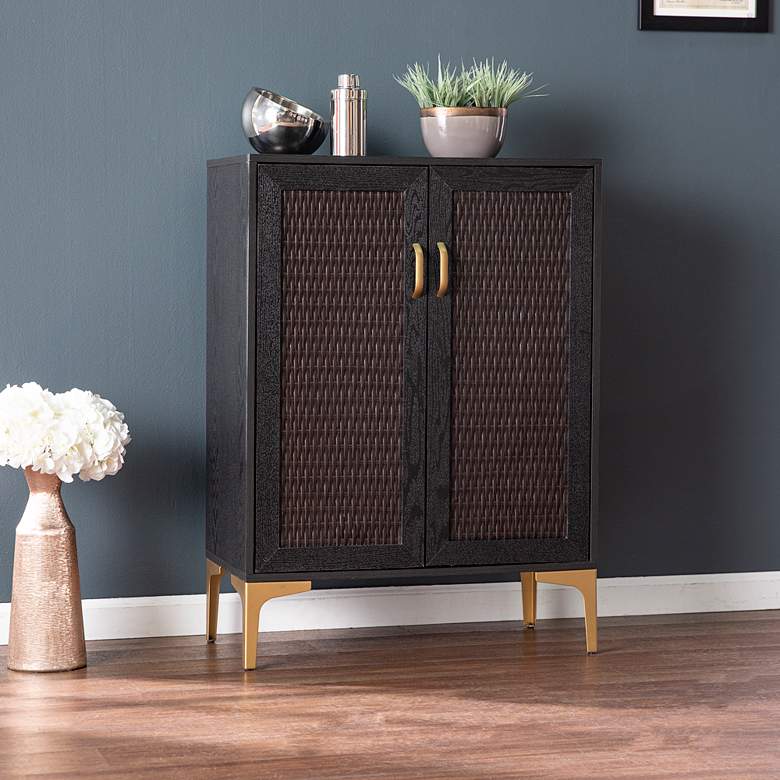 Image 1 Rolliston 28" Wide Black Wood 2-Door Versatile Bar Cabinet