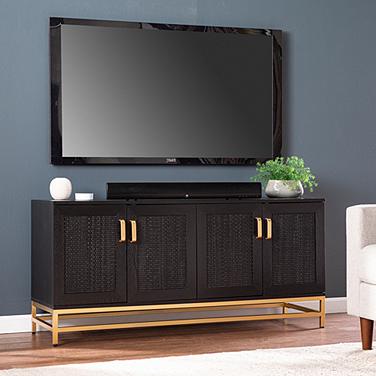Rolliston 55" Wide Black Wood 4-Door Media Console