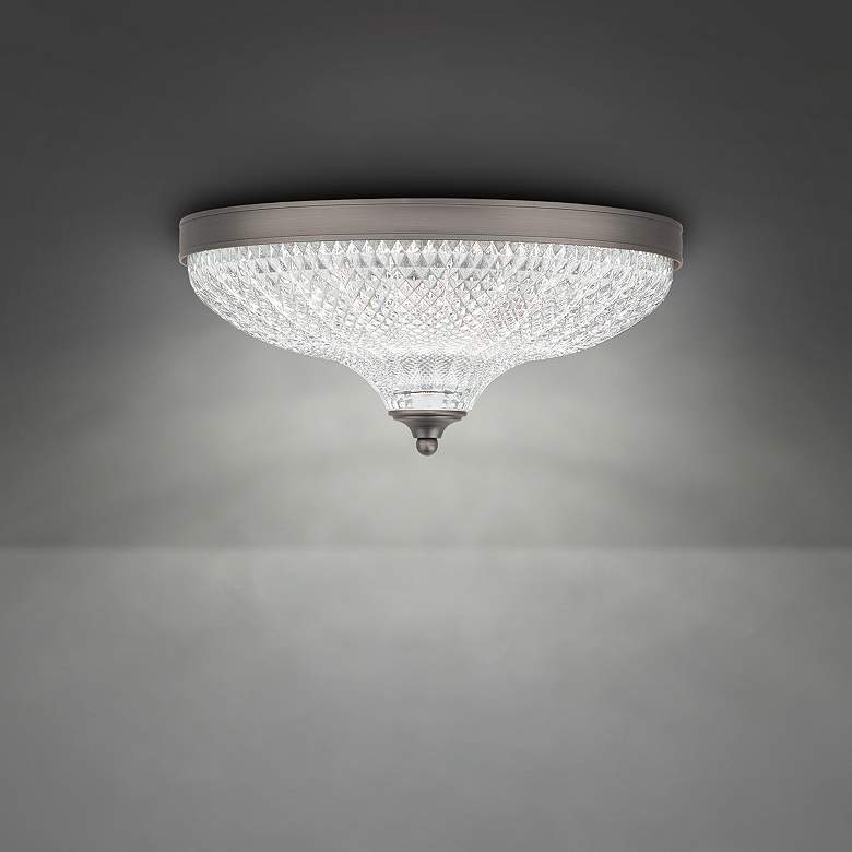 Image 1 Roma 12" Wide Antique Nickel Clear Crystal 1-Light Flush Mount