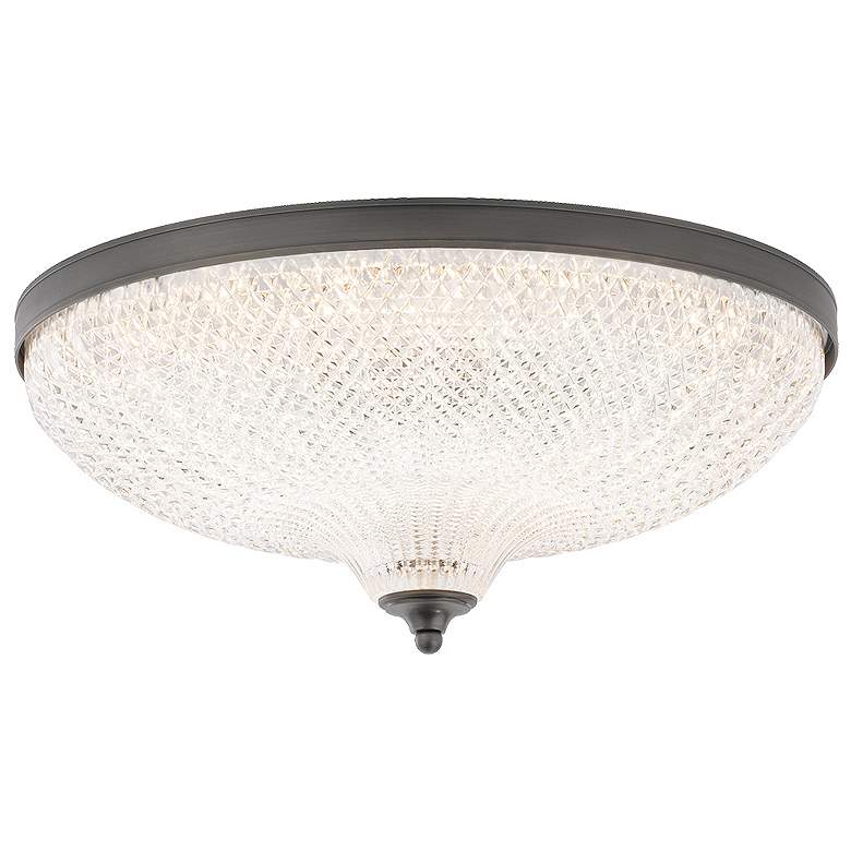 Image 1 Roma 16.5 inch Wide Antique Nickel Clear Crystal 1-Light Flush Mount