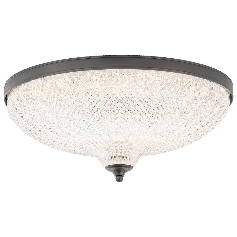 Image 1 Roma 16.5" Wide Antique Nickel Clear Crystal 1-Light Flush Mount