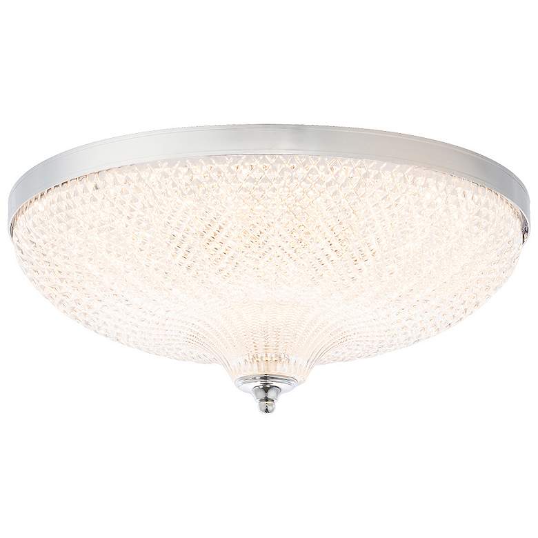 Image 1 Roma 16.5 inch Wide Polished Chrome Clear Crystal 1-Light Flush Mount