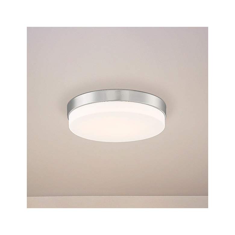 Image 1 Roma 18" Wide Brushed Steel LED Flush Mount with Opal Shade