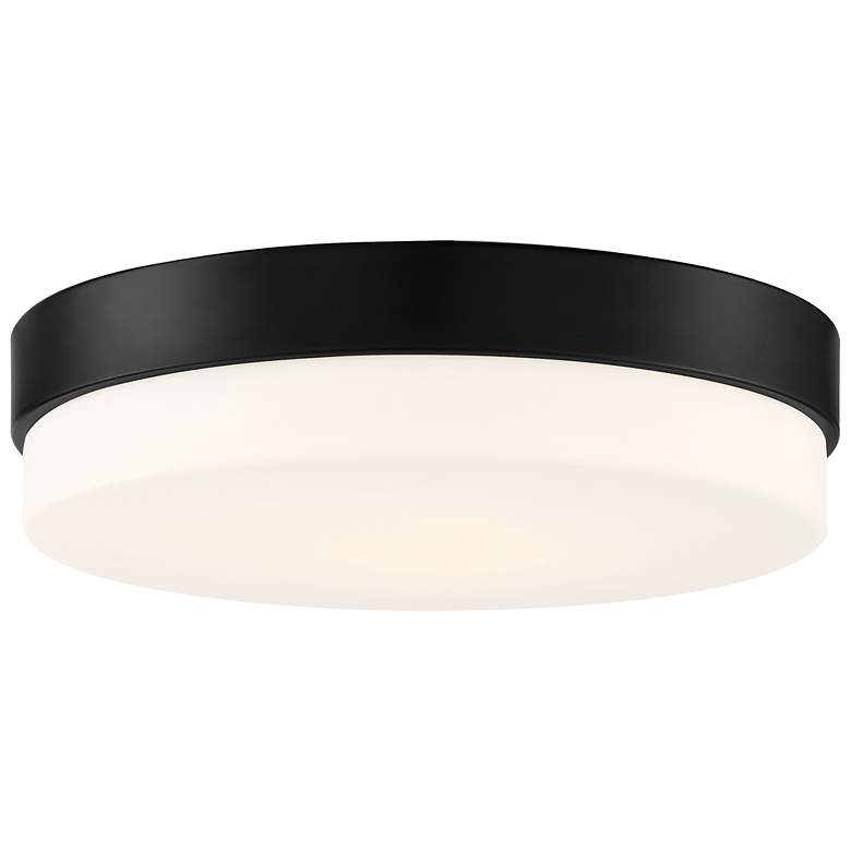 Image 1 Roma 18 inch Wide Matte Black  LED Flush Mount with Opal Shade