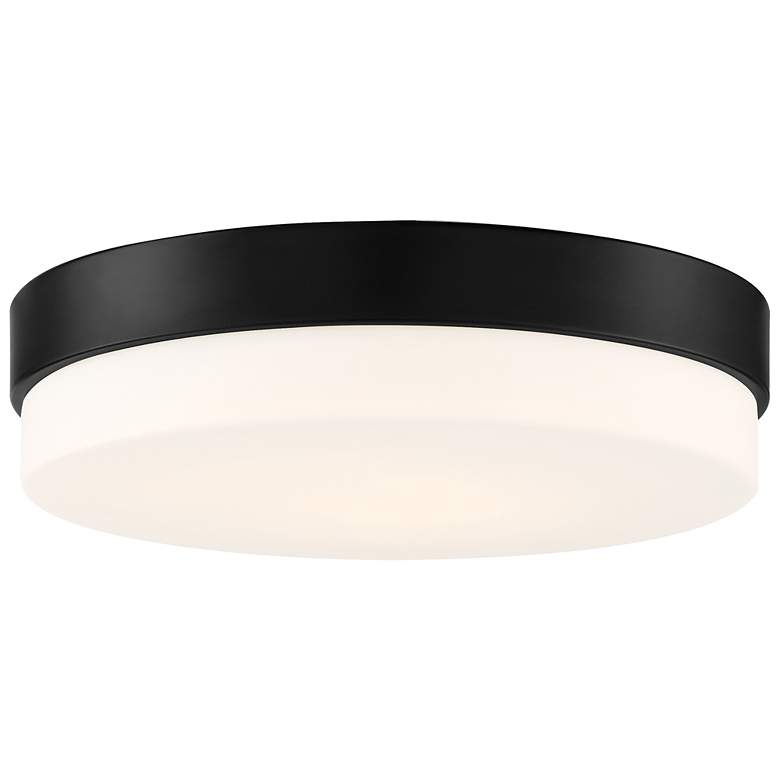 Image 1 Roma 18" Wide Matte Black LED Flush Mount with Opal Shade