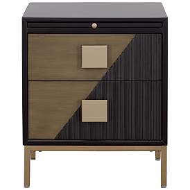 Image2 of Roma 20" Wide Black and Metallic 2-Drawer End Table more views