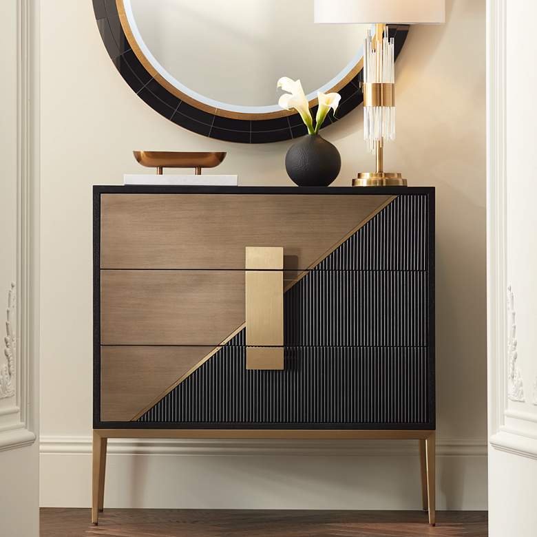 Image 2 Roma 36" Wide 3-Drawer Mid-Century Console