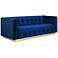 Roma 84" Wide Navy Blue Velvet Button-Tufted Modern Sofa