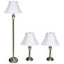 Roma Antique Brass Metal 3-Piece Floor and Table Lamp Set