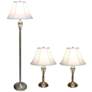 Roma Antique Brass Metal 3-Piece Floor and Table Lamp Set