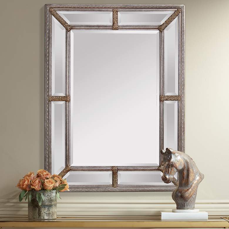 Image 1 Roma Antique Silver Leaf 37" x 49" Rectangular Wall Mirror