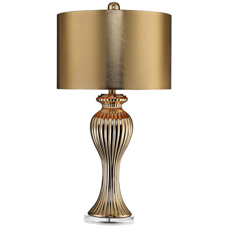 Image 1 Roma Ribbed Tulip Gold Table Lamp