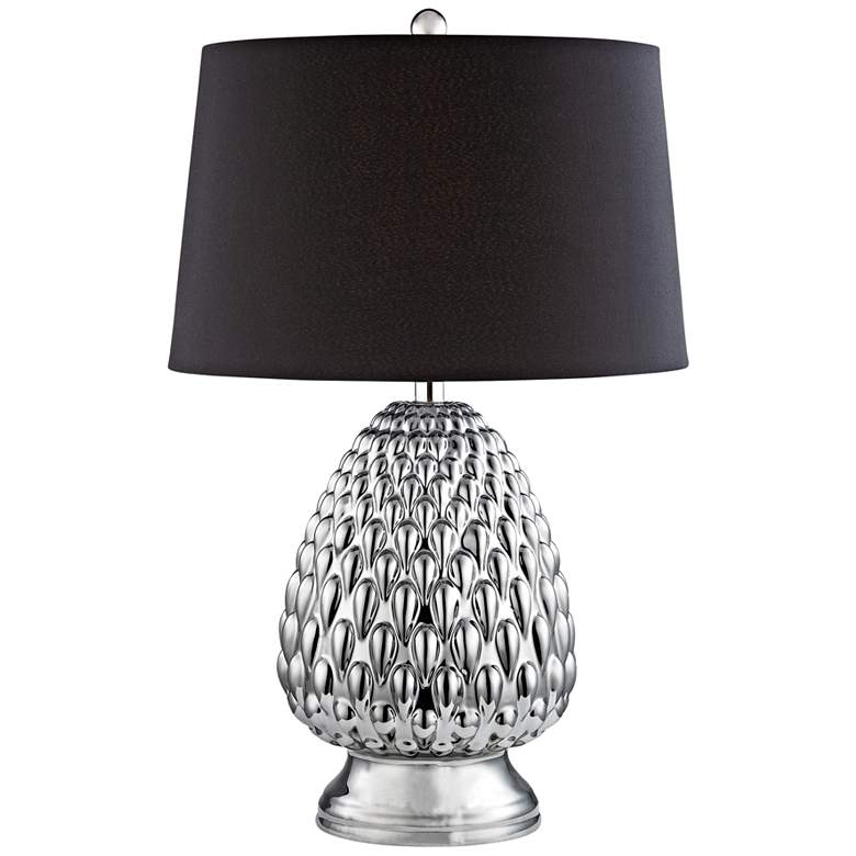 Image 1 Romaine Mercury Acorn Chrome Ceramic Table Lamp