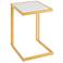 Roman 16 1/2" Wide White Marble and Gold C-Shape Side Table