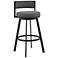 Roman 26 in. Swivel Barstool in Black Powder Coated, Gray Faux Leather