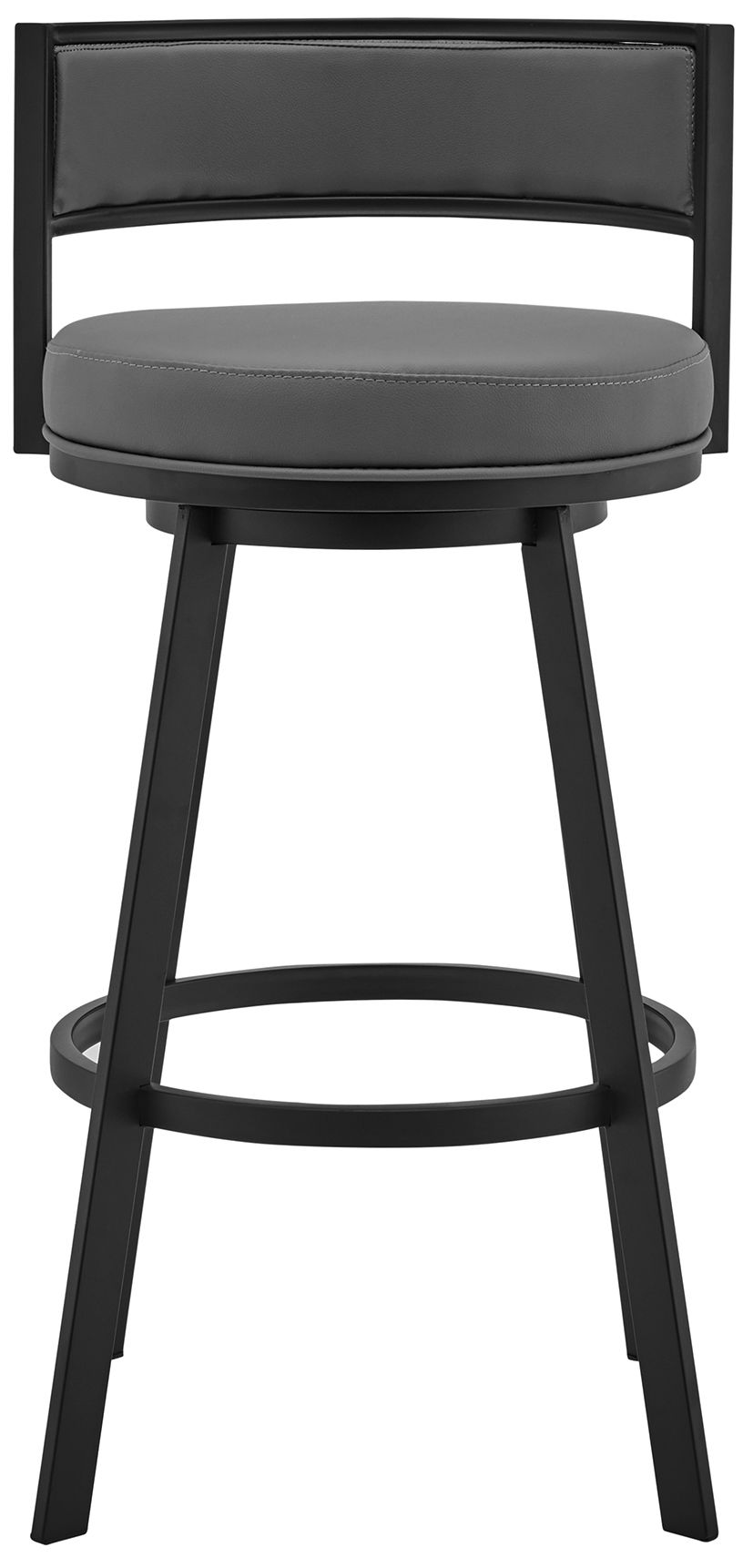 Image 3 Roman 26 in. Swivel Barstool in Black Powder Coated, Gray Faux Leather more views
