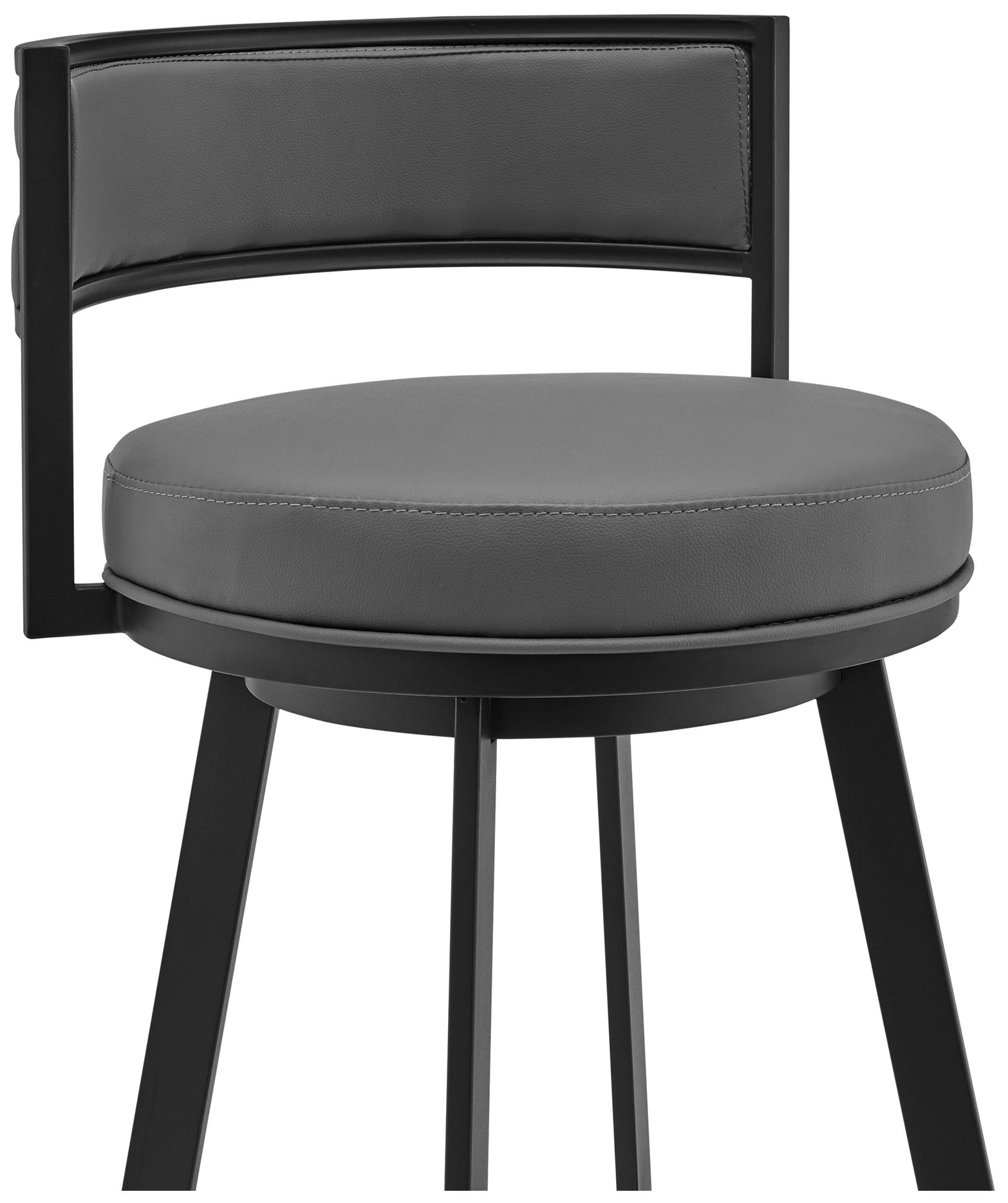 Image 5 Roman 26 in. Swivel Barstool in Black Powder Coated, Gray Faux Leather more views