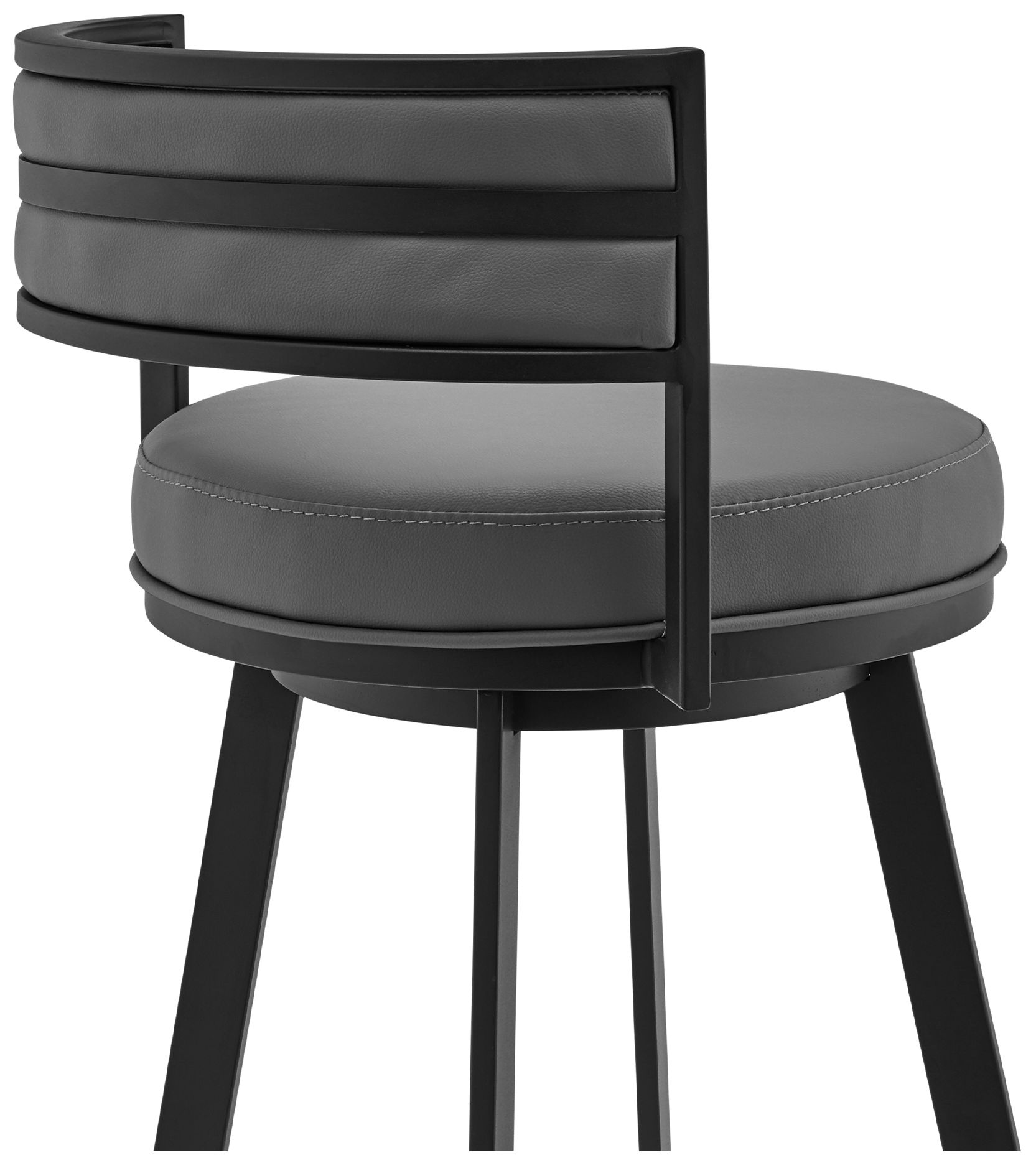 Image 6 Roman 26 in. Swivel Barstool in Black Powder Coated, Gray Faux Leather more views