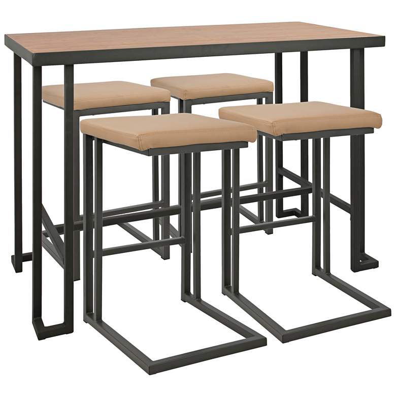 Image 1 Roman 48" Wide Light Wood 5-Piece Counter Height Dining Set